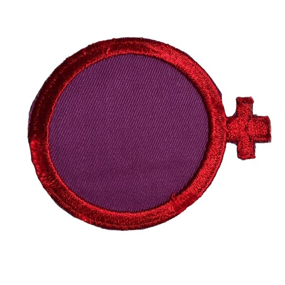 Vintage Rumper Stitcher Female Hippie Patch Red Purple 3"x3.5"  Hallmark Pocket - Picture 4 of 10
